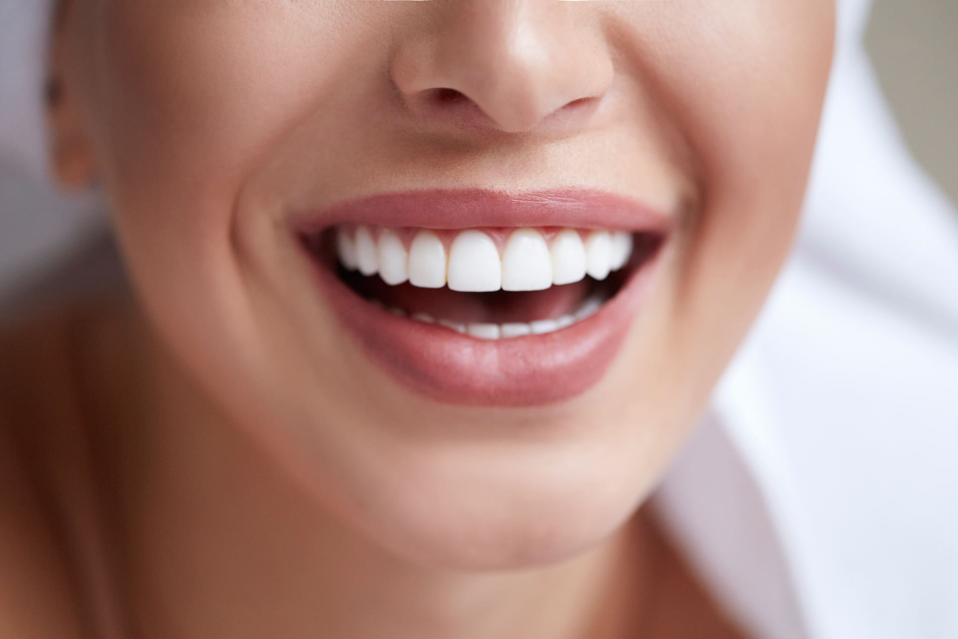 close up of woman's white smile