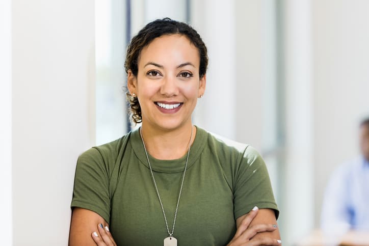 Female veteran smiling